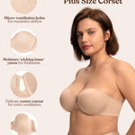 HSIA Strapless Bras for Women Large Bust Coolcomfort Minimizer Corset Full Coverage Plus Size Convertible Bustier with Underwire, Almond Beige 34DD