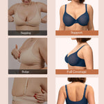 HSIA Minimizer Bras for Women Seraphina Full Coverage Underwire Unlined Mesh Plus Size Convertible Bra for Big Busted Ocean Blue 36DD