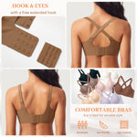 Seamless Jelly Padded Bras for Women No Underwire Full Coverage Supportive Push Up Gel Bra Wireless Low Cut Soft Bralettes(A1#Brown(v Neck),Medium)