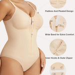 SHAPERX Women's Shapewear Bodysuit Tummy Control Seamless Zip-Up Body Shaper Waist Defining Body Suit
