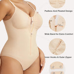 SHAPERX Women's Shapewear Bodysuit Tummy Control Seamless Zip-Up Body Shaper Waist Defining Body Suit,SZ5861-Beige-L/XL