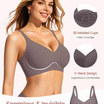 Gailife Smooth Wireless Jelly Bras for Women No Underwire Seamless Push Up Bra Full Coverage Soft Suppor Tshirt Bralettes -GR,S Grey