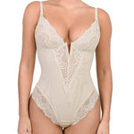 Popilush Lace Bodysuit Tummy Control Shapewear for Women Deep V Neck Corset Tops Sleeveless Body Suit Thongs