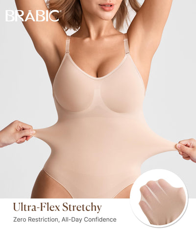 BRABIC Tummy Control Shapewear for Women Seamless Shapewear Bodysuit Body Shaper Waist Trainer Body Suit(Beige, Large)