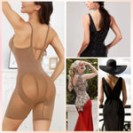 Slimers Body Shaper for Women Tummy Control U Plunge Backless Full Body Shapewear Mid Thigh Mesh strapless Bodysuit Top