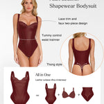 Popilush Leather Shapewear Bodysuits for Women Tummy Control Lace Tank Tops Sleeveless Faux Leather Thong Body Suits XX-Large