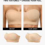 Vertvie Strapless Bra Wireless Non-Slip Push Up Bandeau Bras for Women Full Support Tube Tops Padded Bralette S-Large Breasts(Nude,Large)