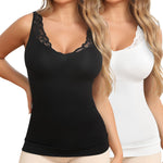 JOYSHAPER Women's Shapewear Tops for Tummy Control Shapewear Camisole Tanks Compression Tank Tops Body Shaper Cami Shaper Black+White M
