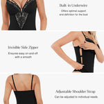 Popilush Lace Bodysuits for Women Corset Shapewear Tummy Control Body Suits V Neck Thong Underwired Outfits Side Zipper