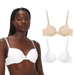 Maidenform Women's Underwire Bra, Demi T-Shirt Underwire Bra, Convertible Bra for Women, 2-Pack