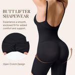BRABIC Waist Trainer Bodysuit for Women Tummy Control Shapewear Round Neck Seamless Butt Lifter Full Body Shaper (Large, Black Mid Thigh)