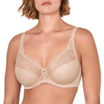 DELIMIRA Women's Plus Size Full Coverage Underwire Unlined Minimizer Lace Bra Beige 36E
