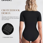 BRABIC Womens Bodysuit Shapewear for Tummy Control Seamless Sleeveless Tank Tops Body Shaper (Black Short Sleeve, Large)