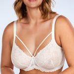HSIA Minimizer Bras for Women Full Coverage, Unlined Lace Sexy Plus Size Underwire Bra for Large Breasts White