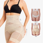 Nebility Shapewear Tummy Control Body Shaper Butt Lifting Shapewear Shorts High-waisted Girdles Thigh Slimmer Beige