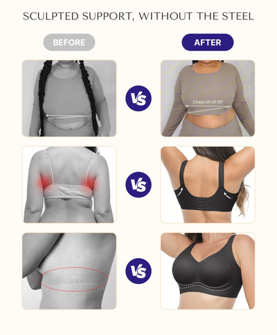 SHAPELLX Full Coverage Wireless Bra for Older Women Back Smoothing Side Support No Side Bulge Breathable Comfort Lift (Black Medium)