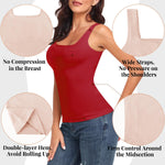 EUYZOU Women's Tummy Control Shapewear Tank Tops Seamless Square Neck Compression Tops Slimming Body Shaper Camisole - Ancora Red M