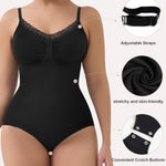 SHAPERX Lace Bodysuit Shapewear for Women Tummy Control Body Shaper Seamless Defining Waist Body Suit,SZ5907-Black-2XL/3XL