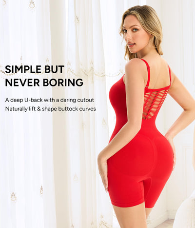 Nebility Shapewear for Women Bodysuits Tummy Control Bodysuit Body Shaper Sexy Back Seamless Sleeveless Body Suit (Red, X-Large)