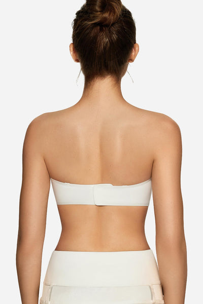 OEAK Womens Strapless Bras Jelly Push Up Bandeau Bra Non Slip Wireless Supportive Padded Bras Seamless Comfortable Tube Bra White Small 02