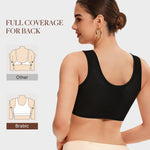 BRABIC Front Closure Post Surgery Bras for Women Wireless Compression Bra with Zipper Black, XX-Large