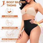 Werena Tummy Control Thong Shapewear for Women High Waist Shaping Underwear Seamless Shaper Panties(A# Black (Mid Waisted), Medium)