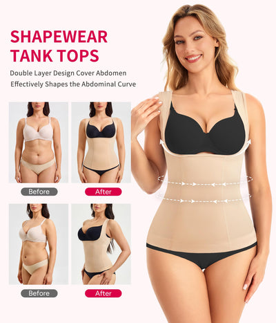 Gotoly Women's Waist Cincher Tummy Control Shapewear Compression Vest Invisible Body Shaper (Beige, Large)