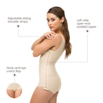 Isavela Body Suit Panty Length W/Suspender Plastic Surgery Compression Garment W/Zipper (BS01) (SM, Black)