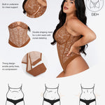 Popilush Lace Bodysuit Shapewear Tummy Control Big Bust V Neck Corset Body Suits Sleeveless Going Out Tops Plus Size