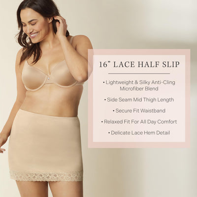 Jones New York womens Silky Touch 16 Anti-cling Above Knee Half Slip, Nude, Large US