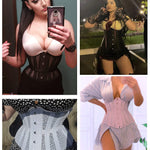 SHAPERX Women 26 Steel Boned Mesh Corsets Longline Heavy Duty Waist Trainer Long Torso Cincher,SZ1794-Black-M