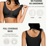 FeelinGirl Women Front Closure Post Surgery Compression Everyday Bras for Mastectomy Support with Adjustable Straps Wirefree Black L