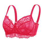 HSIA Minimizer Bra for Women - Plus Size Lace Full Coverage Womans Bra Unlined Underwire Bra for Heavy Breast Raspberry Red