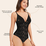 Irisnaya Lace Body Suits Women Backless Bodysuit V Neck Bodysuit Thong Shapewear Bodysuit