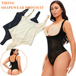 Werena Thong Shapewear Bodysuit for Women Tummy Control Open Bust Body Shaper Slimmer Shaping Thong(#2 Smoothing Black,XX-Large)