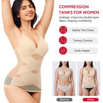 Nebility Compression Tanks for Women Shapewear Tank Tops Tummy Control Body Shaper V Neck Mesh Camisole (Beige, 3X-Large)