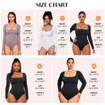 CYDREAM Long Sleeve Bodysuits for Women - Square Neck Shapewear Bodysuit Tops Going Out Body Suits Shirt Leotard (Black, Large)
