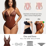 Popilush Bodysuits for Women Tummy Control Lace Shapewear V Neck Sleeveless Bodysuit Tops Low Back Body Suit