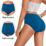 ASIMOON Women's Cotton Underwear High Waisted Tummy Control Briefs Postpartum Soft Stretch Ladies Panties for Women XL