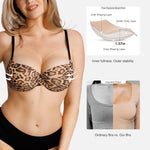 Popilush Push Up Bra Balconette Seamless Underwire Demi T-Shirt Square Neck Bra Lingerie Color Leopard Color 34B