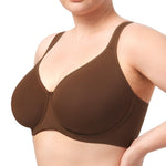 HSIA Bras for Women Minimizer Full Coverage, Plus Size T Shirt Unlined Underwire Smooth Bra, Seamless Cups Joan Ultimate Soft Coffee Brown