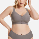 Gailife V Neck Front Closure Bras for Women Wireless Full Coverage Mastectomy Bralettes Comfortable Seamless Everyday Bra, Grey, XL