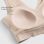 Floatley Cozy Bra Comfort Wirefree Full Coverage Seamless Bra with Embedded Pad for Women Size XL Champagne