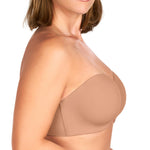 HSIA Strapless Bra for Women Large Breasts Seamless Underwire Plus Size Convertible Bandeau Bra Dark Beige