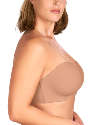 HSIA Strapless Bra for Women Large Breasts Seamless Underwire Plus Size Convertible Bandeau Bra Dark Beige