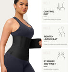 FeelinGirl Waist Trainer for Women Tummy Control Trimmer Belt One Size Waist Cincher Snatch Bandage Wrap Plus Size Body Shaper Black