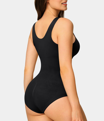 Nebility 2 Piece Shapewear Bodysuit for Women Tummy Control Slim Fit Sleeveless Round Neck Body Suit(Black 2pk,X-Small-Small)
