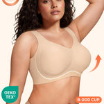 PoseFree Jelly Wireless Bra for Women Plus Size, Older Women - Full Coverage with Full Support & Lift - No Underwire, Back Smoothing, Soft Comfort Everyday Bra (Nude, XL)