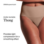 SPANX SPANXsupersmooth Undie-tectable Thong - Comfortable Core Control - Invisible Shapewear - Women No Show Thong Underwear - Cafe Au Lait - Medium