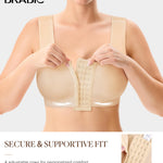 BRABIC Women Front Closure Post Surgery Compression Everyday Bras for Mastectomy Support with Adjustable Straps Wirefree White(X-Small, Beige)